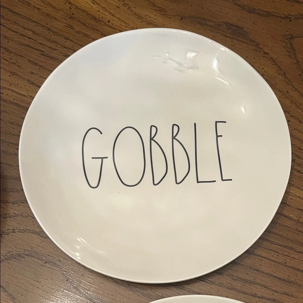 Rae Dunn Ivory 'Gobble' Dessert/Salad Melamine Plates, set of‎ 4